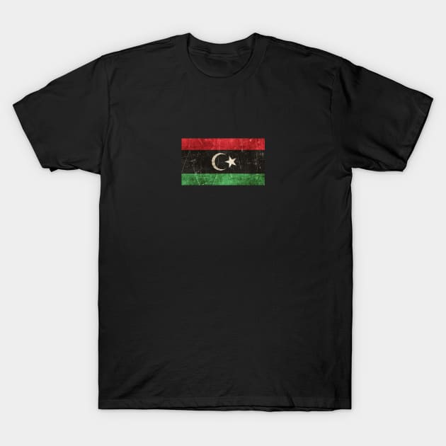 Vintage Aged and Scratched Libyan Flag T-Shirt by jeffbartels